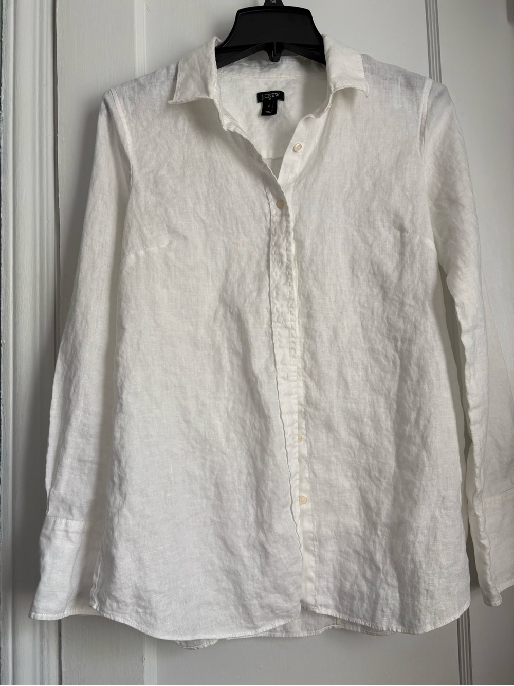 J.Crew White Linen Button-Down Shirt Long Sleeve, Sz: S